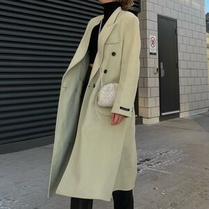Source Unknown Pale Mint Double-Breasted Trench Coat